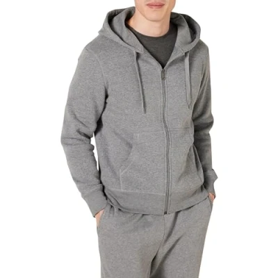 Immagine di Amazon Essentials Felpa con cappuccio e cerniera integrale in pile (disponibile nelle taglie Big &amp; Tall) Uomo, Grigio Chiaro Puntinato, 4XL Plus Tall