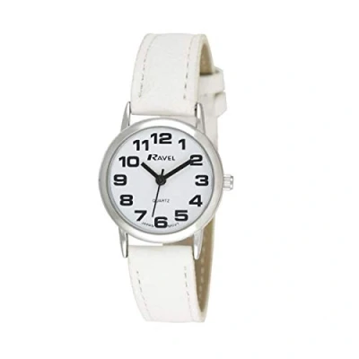 Immagine di Ravel orologio con cinturino unisex di facile lettura grandi numeri Quadrante bianco/argento tono/bianco