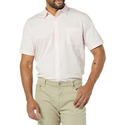 Immagine di Amazon Essentials Camicia in Popeline a Maniche Corte Slim Uomo, Rosa, XL