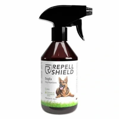 Immagine di RepellShield Spray Disabituante per Cani, 250ml Repellente Cani Naturale da Interno ed Esterno Dissuasore Anti Pipi e Morsi, Lunga Durata A Base di Oli Essenziali