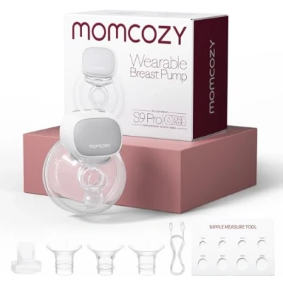 Immagine di Momcozy S9 Pro Tiralatte Indossabile Aggiornato, Elettrico a Mani Libere con Display LED, Portatile 2 Modalità e 9 Livelli 24mm