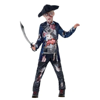 Immagine di SMIFFYS Costume Deluxe Pirata, comprende Top, Pantaloni e Cappello, Stampa a sublime