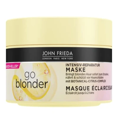 Immagine di John Frieda Maschera Go Blonder Contenuto: 250 ml Cura intensiva dei capelli Tipo di capelli: biondi, protegge dai danni