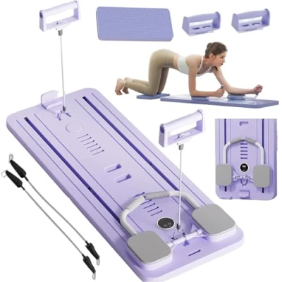 Immagine di EFGETD Pilates Board Reformer Machine Set, Foldable Multi Purpose Rullo per Addominali Rulli con Rimbalzo Automatico, Attrezzo Allenamento a Casa(Purple1)