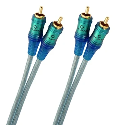 Immagine di OEHLBACH Ice Blue cavo RCA da 1,5 m, per giradischi, home theater e impianto HiFi 2 x m schermato in OFC blu trasparente