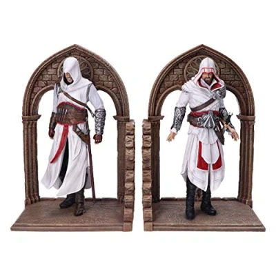 Immagine di Nemesis Now B5600T1, Fermalibri da gioco con licenza ufficiale Assassin&#039;s Creed Altair ed Ezio Library, marrone, 24 cm