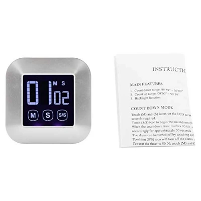 Immagine di Timer da cucina digitale con display a LED di grandi dimensioni Touch Screen elettronico Minuto Secondi Conto alla rovescia per il gioco esercizi cottura