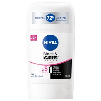 Immagine di NIVEA Antitraspirante in stick trasparente bianco e nero, 50 ml