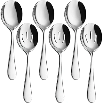 Immagine di AOOSY Cucchiai da Portata x 3, a Fessura 8,7 Pollici Utilità in Acciaio Inossidabile Skimmer avanzato Servizio per Banchetti Buffet Cucina Set di 6