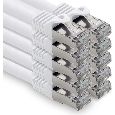 Immagine di freiwerk cavo di rete CAT.7, 2 m, bianco, 10 pezzi, Lan Ethernet, s FTP LSZH PIMF GB RJ45, spina Cat6a