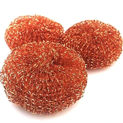 Immagine di 3 pagliette in rame resistenti, per cucina, pentole, padelle, pulizia