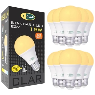 Immagine di CLAR Lampadine LED E27 Luce Calda, Lampadina E27, Lampade 3000K, 15W (Pack 10)