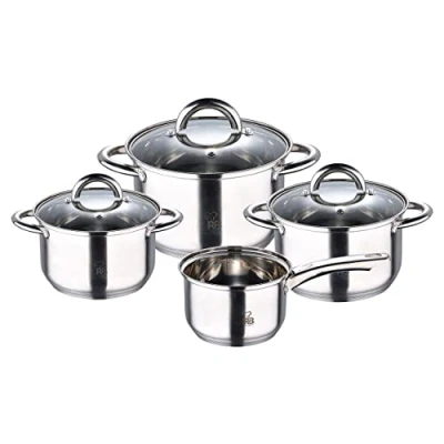 Immagine di RB Renberg Alexander Batteria da cucina a 7 parti con 3 anatre di 18, 20 e 24 cm un coperchio + 1 16 prodotto in acciaio inossidabile set sfondo incapsulato 5