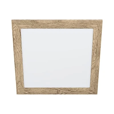 Immagine di EGLO Led Panel Piglionasso, con cornice decorativa in legno, lampada da soffitto legno marrone trasparente fiammato, illuminazione ufficio e ingresso, L x 50 cm
