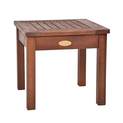 Immagine di Tavolino da giardino in legno di eucalipto, 40 cm, colore: marrone scuro, piccolo tavolo massiccio, per balcone, terrazza, giardino, fiori e piante