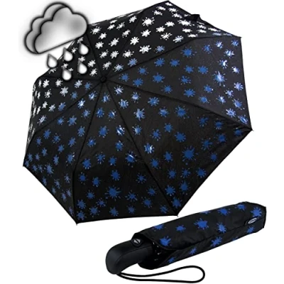 Immagine di iX brella Ombrello in fibra di vetro automatico Wetprint cambia colore caso bagnato Paintdrops, Paintdrops Blue, Taschenschirm Auf Zu Automatik, tascabile