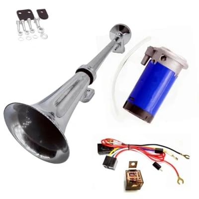 Immagine di YIYIDA Car Air Horn Clacson per auto Corno del camion Argento Tromba della nave 24V d&#039;aria Cromo Zinco speaker con compressore blu barca ecc