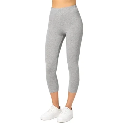 Immagine di Merry Style Leggings Donna 3/4 Pantaloni Capri Morbidi e Confortevoli Leggins in Cotone Traspirante Elastici Delicati sulla Pelle Sensibile MS10 199 (mélange, L)