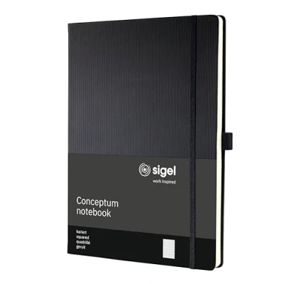 Immagine di SIGEL CO111 Taccuino premium con quadretti, A4, copertina rigida, nero, Conceptum