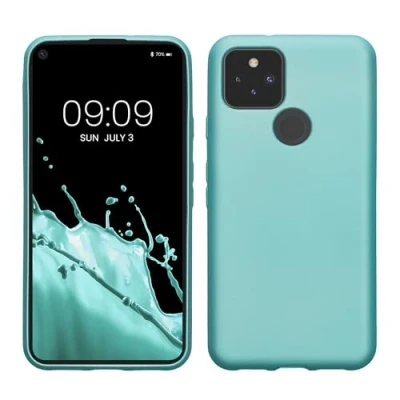 Immagine di kwmobile Custodia Compatibile con Google Pixel 5 Cover Back Case Morbida Protezione in Silicone TPU Effetto metallizzato menta