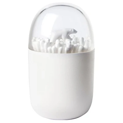 Immagine di QUALY Contenitore per bastoncini di cotone, in plastica, bianco, 70 x 114 mm