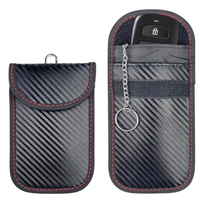 Immagine di Tekenewbse 2 Pack Borsa per Chiavi, Portachiavi Auto Antifurto Protezione Chiave Custodia Keyless RFID Blocker Protettiva, 100% Blocca i Segnali Delle