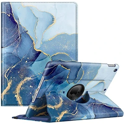 Immagine di FINTIE Rotating Custodia per iPad 10.2 Pollici 9a / 8a 7a Generazione (2021 2020 2019) con Built in Pencil Holder 360 Gradi di Rotante Cover Protettiva Case Auto Svegliati/Sonno, Ocean Marble
