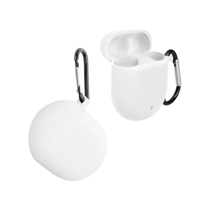 Immagine di kwmobile Custodia Silicone Cuffie Compatibile con Google Pixel Buds 2 (2020) Cover Porta Auricolari Moschettone Case bianco