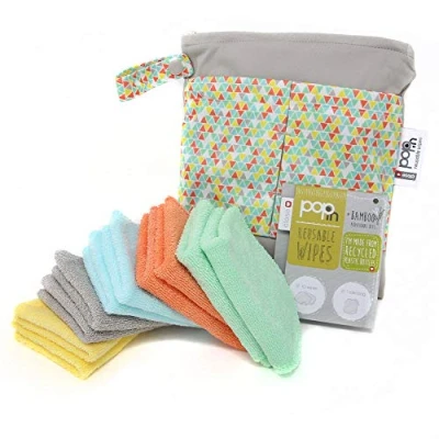 Immagine di Close salviette riutilizzabili in bambù 10 lavabili per bambini, 20 x 15 cm, colori pastello, extra morbide e riutilizzabili, mani viso del bambino