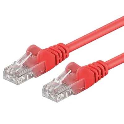 Immagine di PremiumCord Cavo Patch Cat 6 UTP, 1Gbit/s, Ethernet, LAN, RJ45 Connettori, Flessibile e Robusto, AWG 26/7, Conduttori 100% CU, Rosso, 1 m