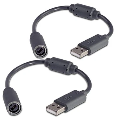 Immagine di Fosmon Replacement Dongle for Microsoft Xbox 360 Wired Controllers (Adapter Controller USB Breakaway Cable) (2 Pack)