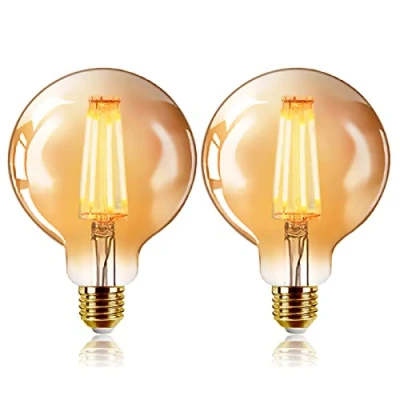Immagine di EXTRASTAR LED lampadina Vintage Edison, G125 6W E27 bianco caldo 2200K Edison Retro Stile Lampadine Decorativo luce filamento della (2pezzi)