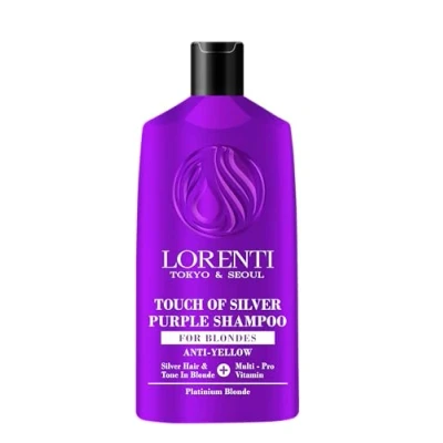 Immagine di LORENTI TOKYO &amp; SEOUL Touche of Silver Purple Hair Shampoo 630 ml anti ingiallimento d&#039;argento gialli per capelli bianchi, grigi e biondi con pigmenti viola