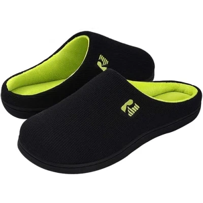 Immagine di RockDove Bicolore Pantofola da Uomo in Memory Foam, 42/43 EU, Nero e Lime