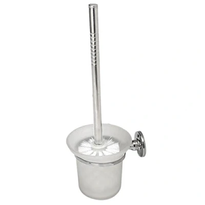 Immagine di moonsun Scopino per WC rotondo cromato e portascopino in vetro smerigliato