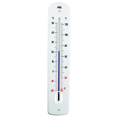 Immagine di Grande termometro da esterno 380 mm giardino per uso in giardino, serra, patio, terrazza solarium, capannone, parete, classico interni ed esterni (nero e rosso)