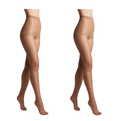 Immagine di Conte elegant SOLO 20 DEN Set di 2 Collant da Donna Semiopachi, Resistenti Sottili con Slip Marcati Calze Lisce Taglia 5 Naturale
