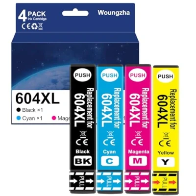 Immagine di Woungzha Cartucce d&#039;inchiostro 604XL Compatibile per Epson 604 XL Expression Home XP 2205 4200 3200 3205 2200 4205 Workforce WF 2935 2930 2910 2950DWF (4 Pack)