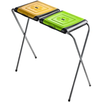 Immagine di KADAX Supporto per Raccolta differenziata, Stabile Sacchi della Spazzatura con Coperchio in plastica, Spazzatura, Contenitore Sacchetti (Doppio v2)