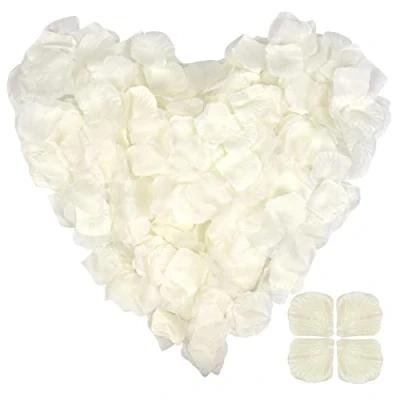 Immagine di Disnace 1200 Pezzi Petali Di Rosa, Fiori Artificiali Seta Per Matrimonio san Valentine e Fidanzamento, Proposta Matrimonio, Compleanno, Atmosfera Romantica (Latte Bianco)