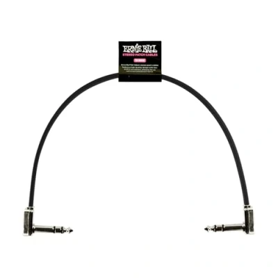 Immagine di Ernie Ball, Singolo cavo patch piatto con jack stereo a pipa, lunghezza 30,4 cm, Nero