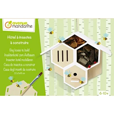 Immagine di Avenue Mandarine CO173C Scatola creativa casetta per gli insetti da assemblare include 1 18x9x20 cm montare, un pennello, colla e vernice