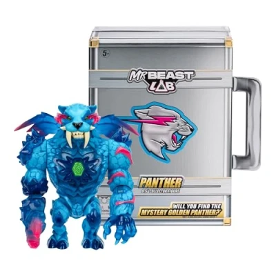 Immagine di MrBeast Lab Figura da collezione Apex Beast Panther, in piedi a 15,8 cm di altezza, con dettagli estremi, confezione premium, 13 punti articolazione e mascella Chomp, 2 collezionare