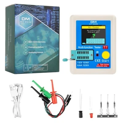 Immagine di diymore Tester Transistor LCR T7, Multifunzione TFT, con Funzionamento a un tasto, Display Grafico, Spegnimento Automatico per Diodi Triodici, Resistore, ESR NPN PNP MOSFET
