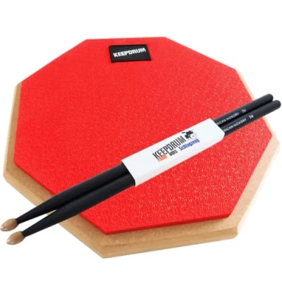 Immagine di Keep drum DP RD Practice Pad Rosso uebungspad 8 mm filettatura + 1 Coppia 5BB Black Sticks