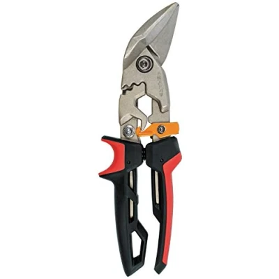Immagine di Fiskars Cesoie per lamiere, Taglio offset a sinistra, Fino al 40% di potenza in più, Lunghezza 25,2 cm, Acciaio trattato termicamente/Plastica, Nero/Rosso/Arancione, PowerGear, 1027211