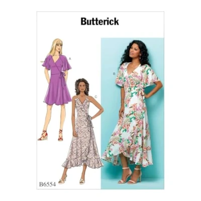 Immagine di Butterick Patterns 6554 E5 Dimensioni 14 22 Misses &#039;Wrap Vestiti, Tessuti, Multicolore, 17 x 0.5 cm
