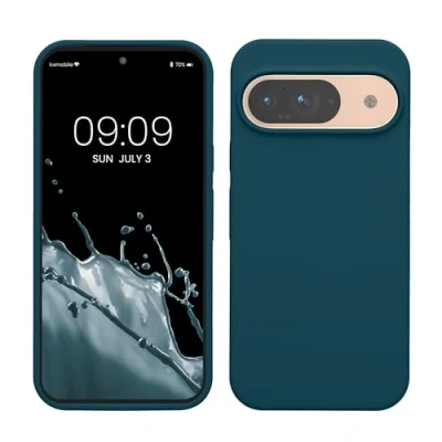 Immagine di kwmobile Custodia Compatibile con Google Pixel 9 Cover Back Case per Pro Protezione Smartphone in Silicone TPU Ricarica Wireless petrolio matt