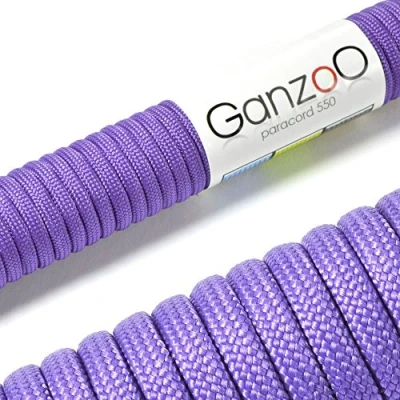 Immagine di Ganzoo Paracord 550, corda da 4mm, 30 Metri, Poliestere, Tipo 3 7 fili interni, fai te guinzaglio per cani collare bracciale, campeggio sopravvivenza e multifunzione, lilla