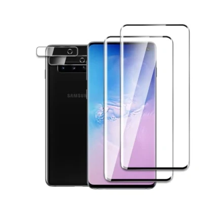 Immagine di [4Pezzi] 2 Pezzi Vetro Temperato Pellicola Protettiva + Fotocamera Compatibile con Samsung Galaxy S10, 3D Curved Edge to Edge, Durezza 9H, Antiurto Antigraffio